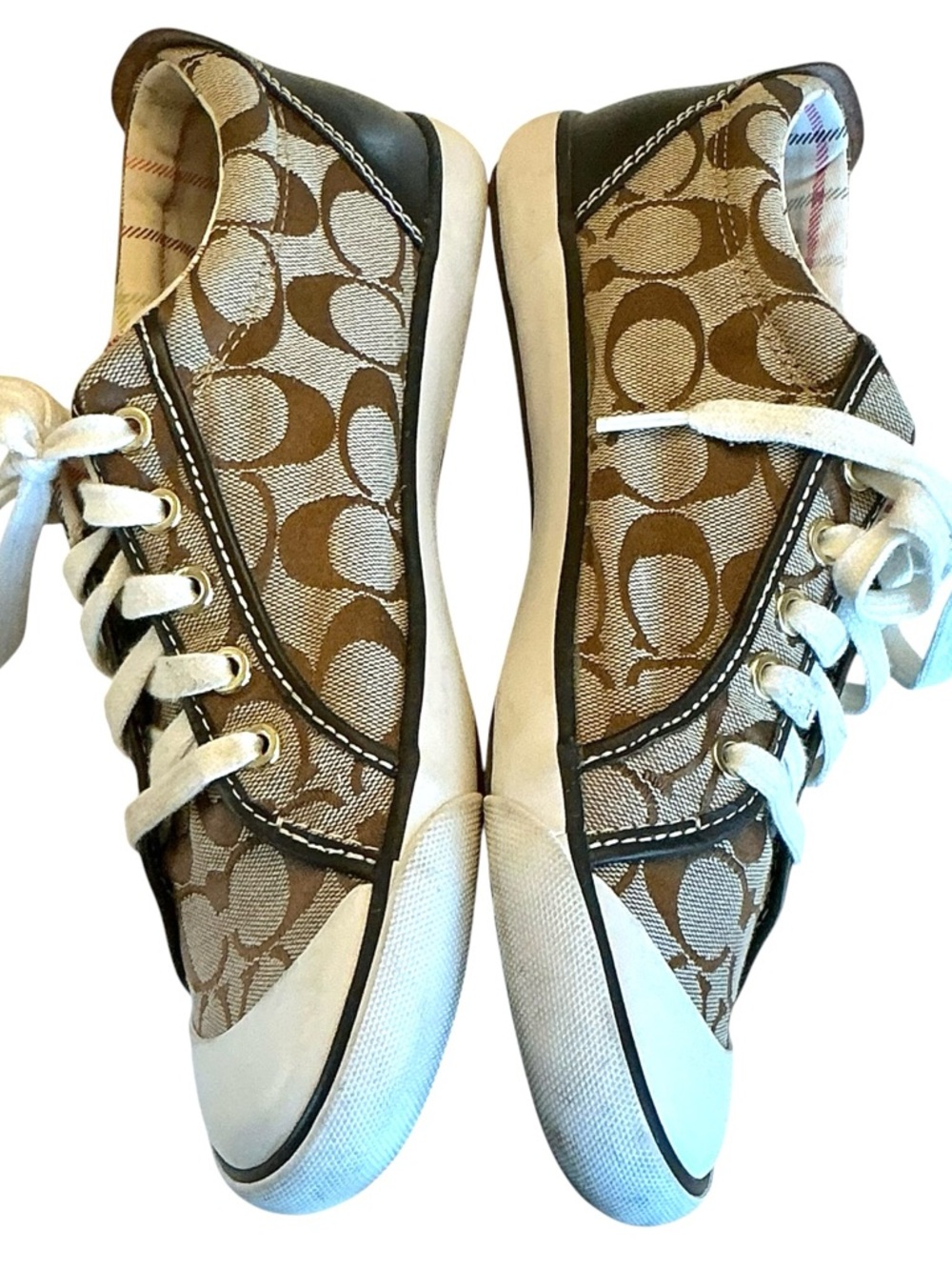 Coach Barrett Khaki Tan Signature Logo Canvas Low Top Lace up Sneakers Size 9.5 - Picture 9 of 15